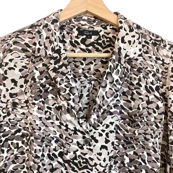 RAILS Rebel Natural Spotted Animal Print Silk Shirt Blouse - Picture 6 of 10